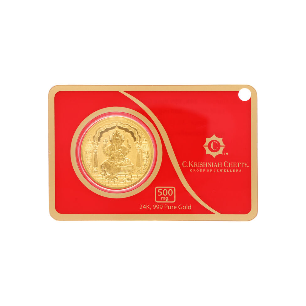 500 mg Gold Foil Coin - Ganesha