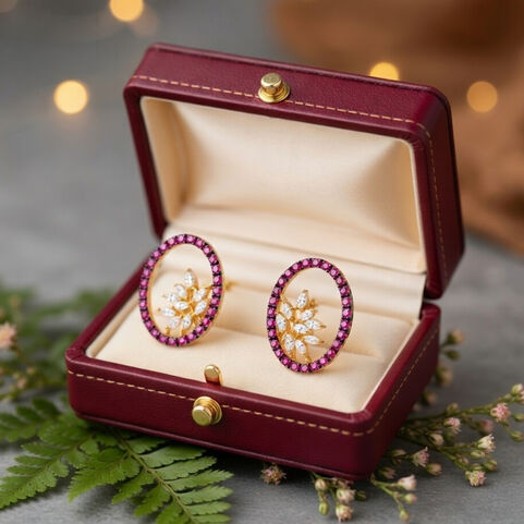 Diamond Earstud Set With Gemstones