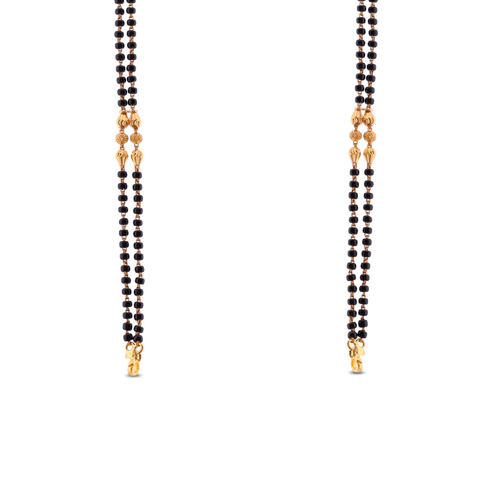 BLACK BEAD CHAIN TIED DOUBLE WIRE WORK