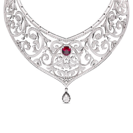 NK set with Dia and gems choker pattern