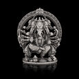 Silver Idol Ganesh siting with Prabavali