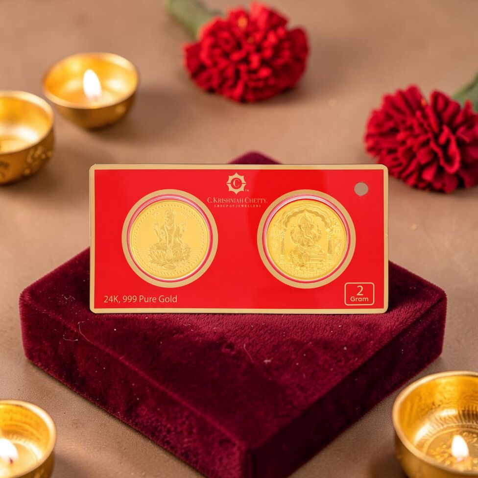 2gm Foil Coin Setof2 Pcs-Lakshmi&Ganesha
