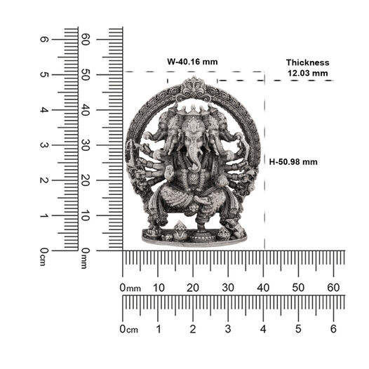 Silver Idol Ganesh siting with Prabavali