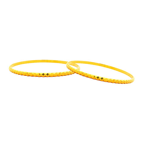 Gold Bangle Pair Pepper Cutting Design