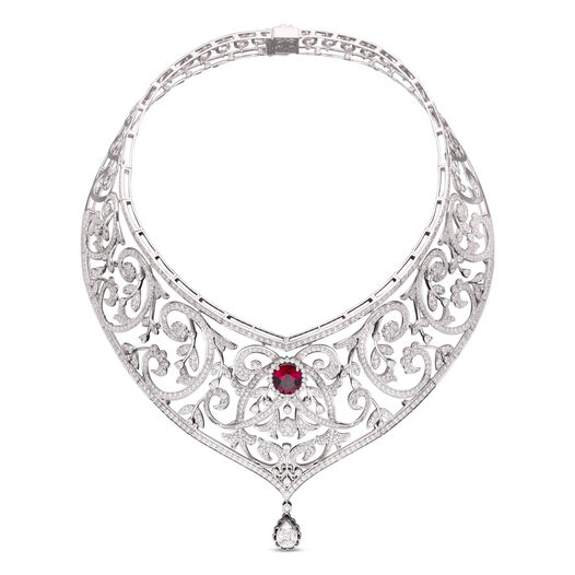 NK set with Dia and gems choker pattern