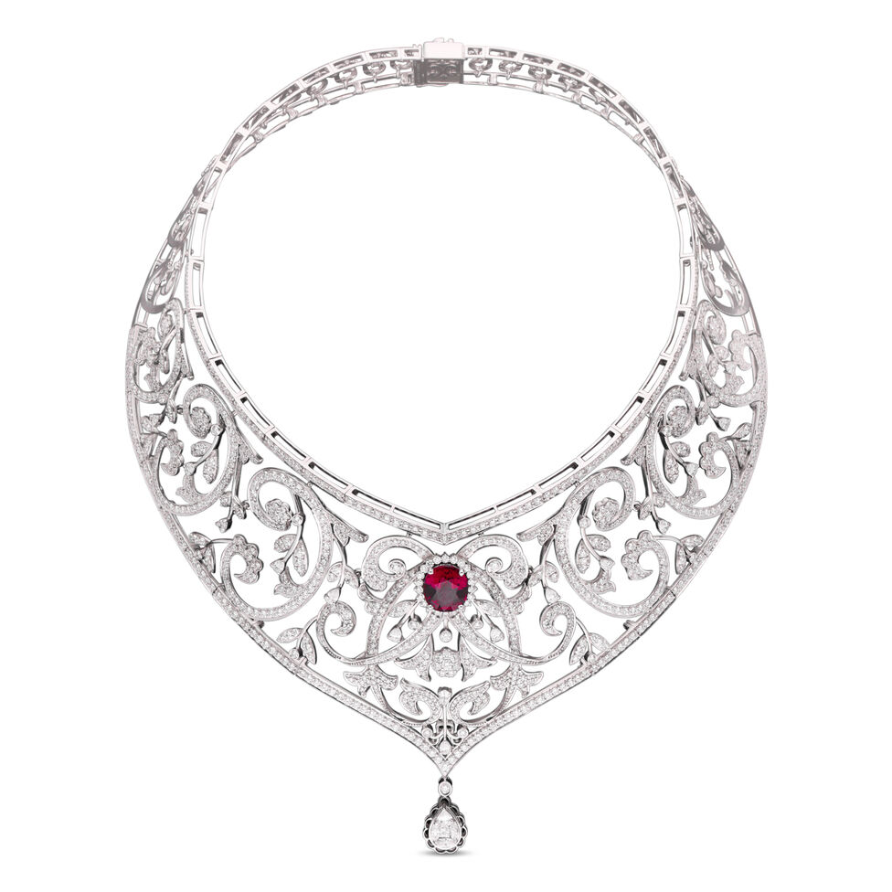 NK set with Dia and gems choker pattern