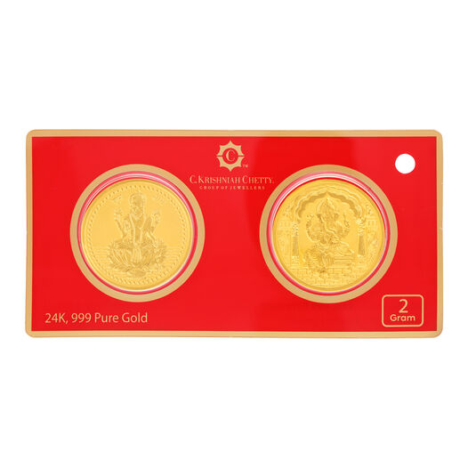 2gm Foil Coin Setof2 Pcs-Lakshmi&Ganesha