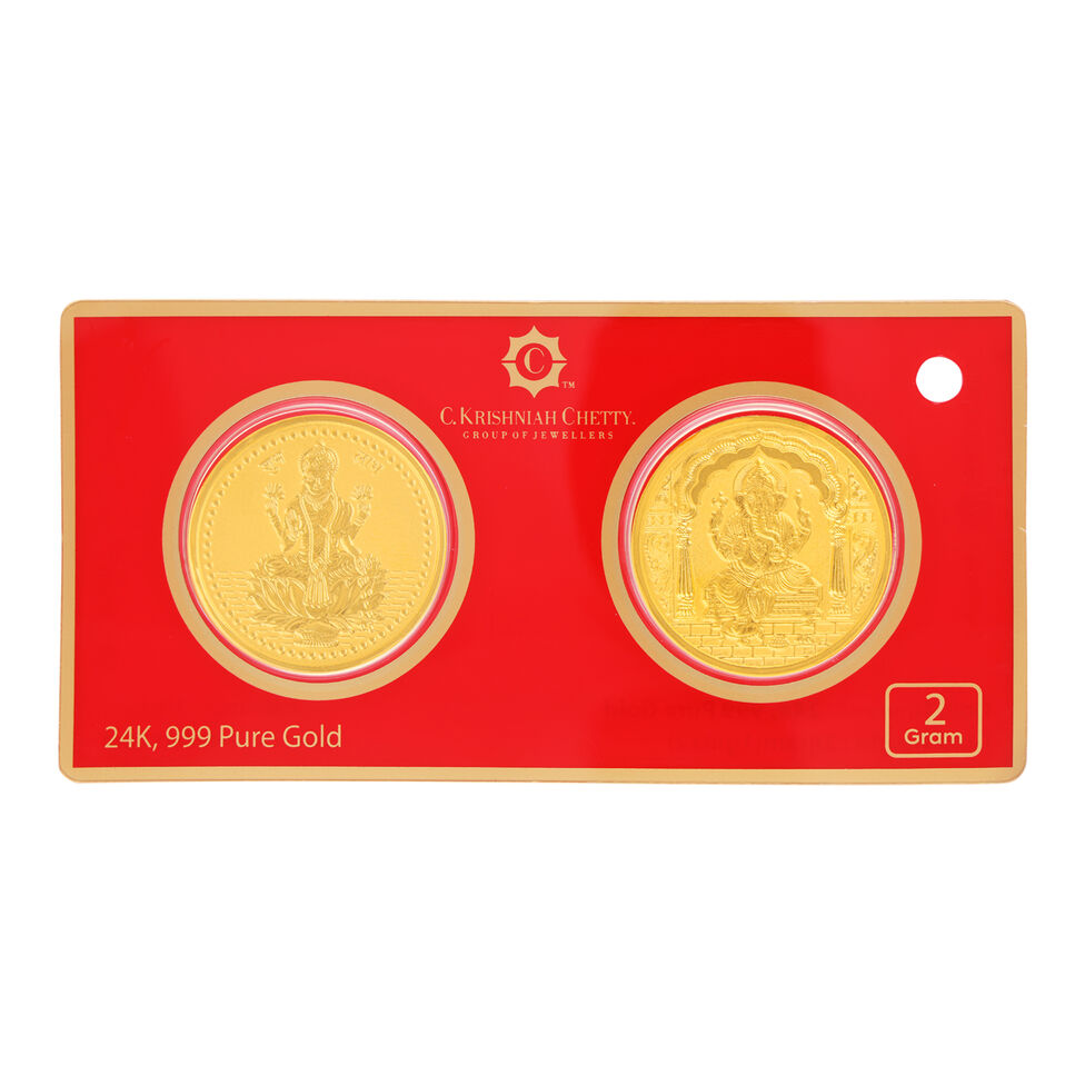 2gm Foil Coin Setof2 Pcs-Lakshmi&Ganesha