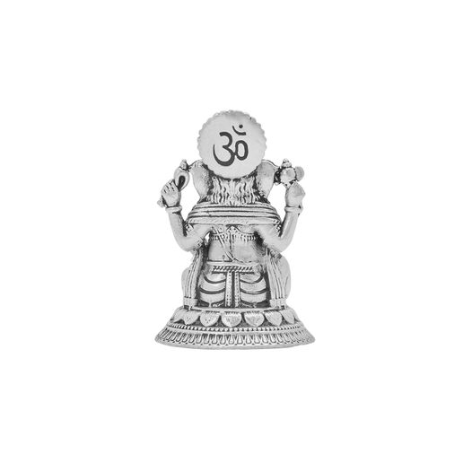 Silver Idol Ganesh siting w/o Prabhavali