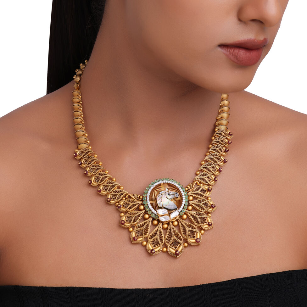 GEMSET NECKLACE/SHORT LIGHT KUNDAN WORK