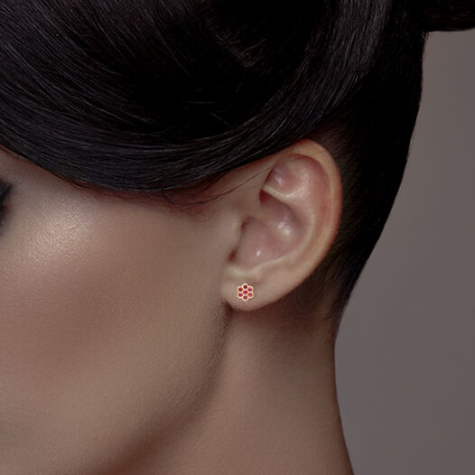 Gemset Ear stud'Kammal'/7stone-Close set