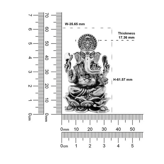 Silver Idol Ganesh siting w/o Prabhavali