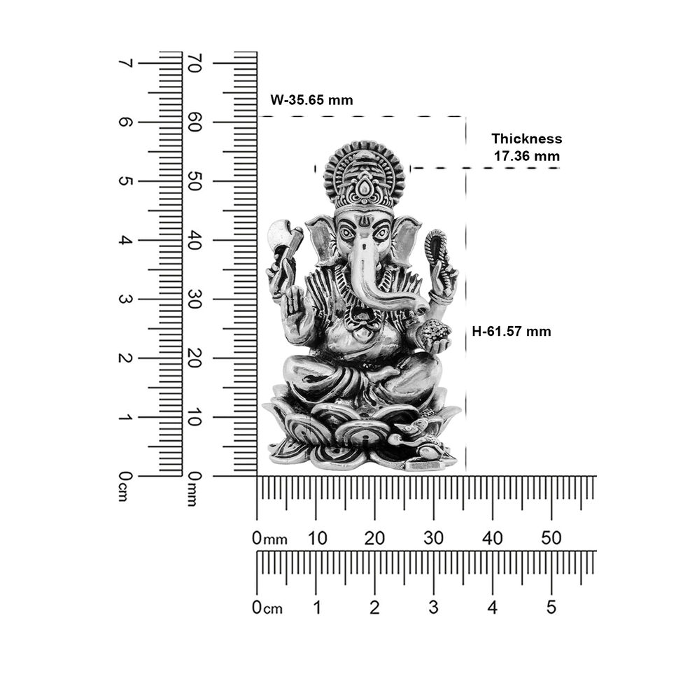Silver Idol Ganesh siting w/o Prabhavali
