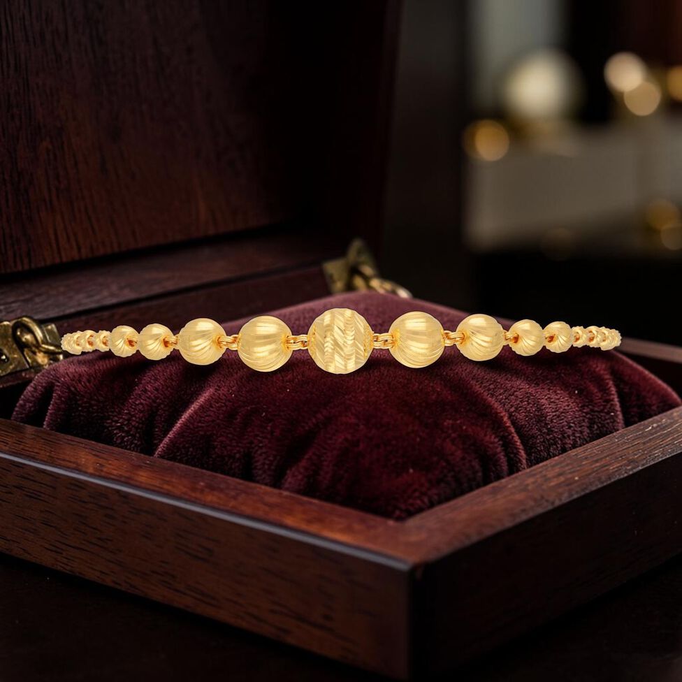 Plain Gold bead/die work Flexi Bracelets