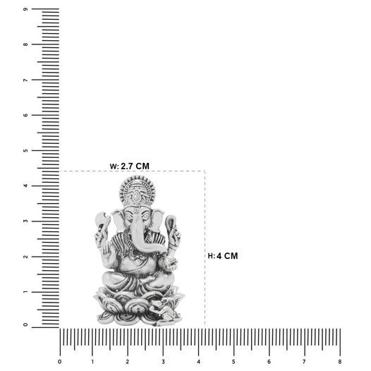 Silver Idol Ganesh siting w/o Prabhavali