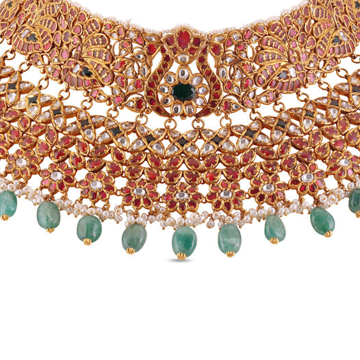 GEMSETGOLD NECKALCE IN KUNDAN WORK