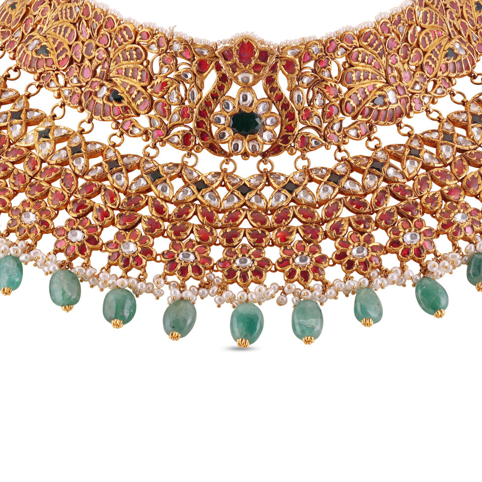 GEMSETGOLD NECKALCE IN KUNDAN WORK