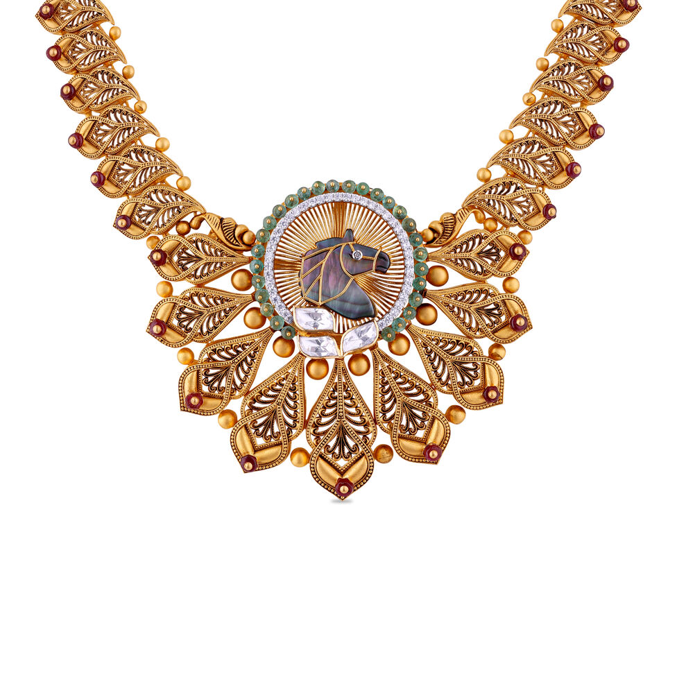 GEMSET NECKLACE/SHORT LIGHT KUNDAN WORK