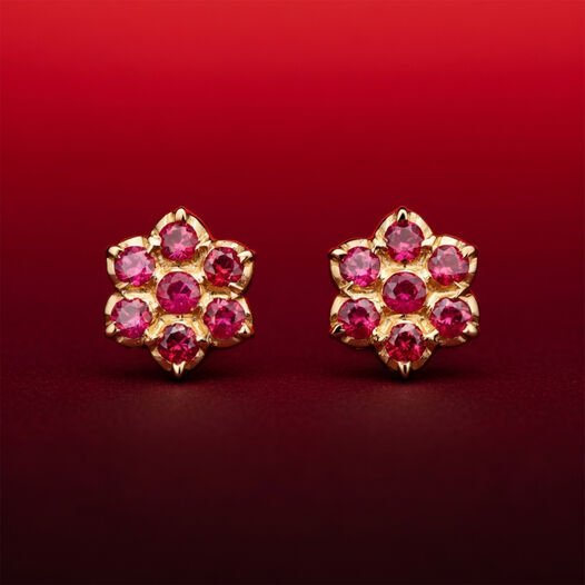 Gemset Ear stud'Kammal'/7stone-Close set