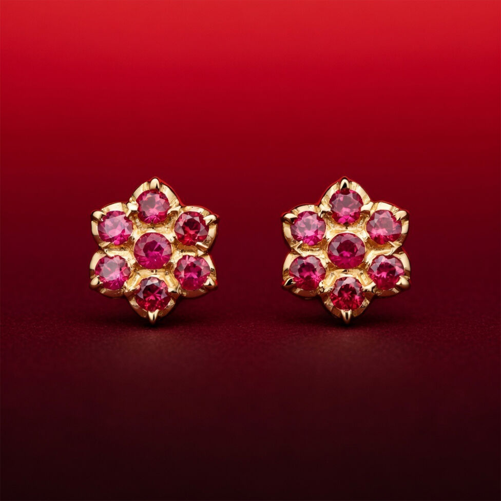 Gemset Ear stud'Kammal'/7stone-Close set