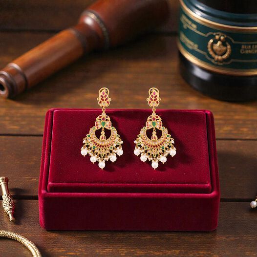 GEMSET EARDROPS IN KUNDALAVELAI DESIGN