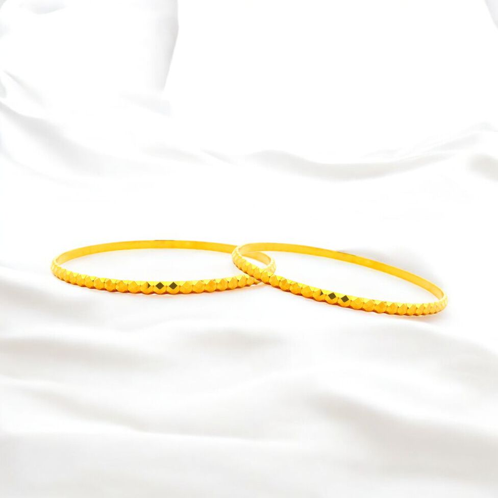 Gold Bangle Pair Pepper Cutting Design