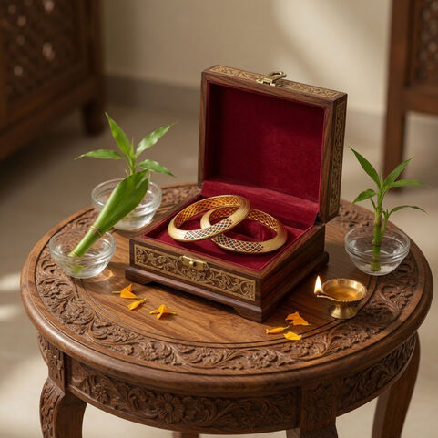 Gold Bangle pair in Sheet work,