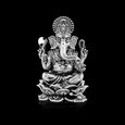 Silver Idol Ganesh siting w/o Prabhavali