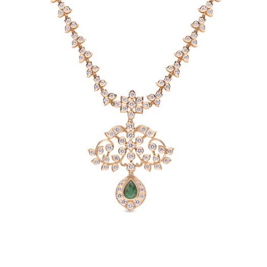 Diamond Neckalce in Fancy Patt with Gem