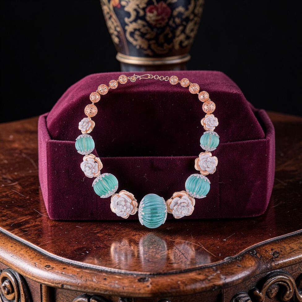 NK set with Dia and coloured gems