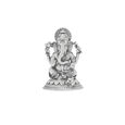 Silver Idol Ganesh siting w/o Prabhavali