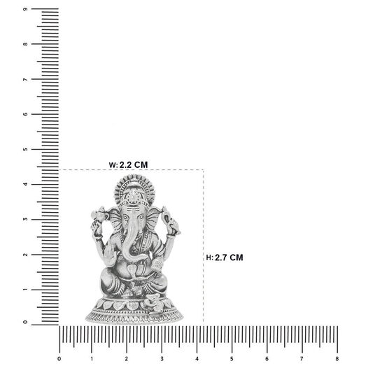 Silver Idol Ganesh siting w/o Prabhavali