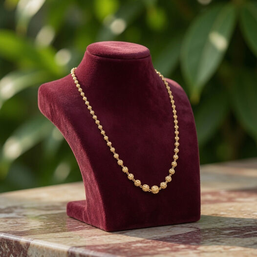 Plain Gold Chain, Machine+Handmade Bead