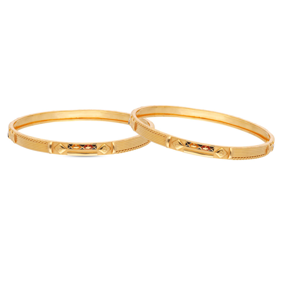Gold Bangle pair in Sheet work,
