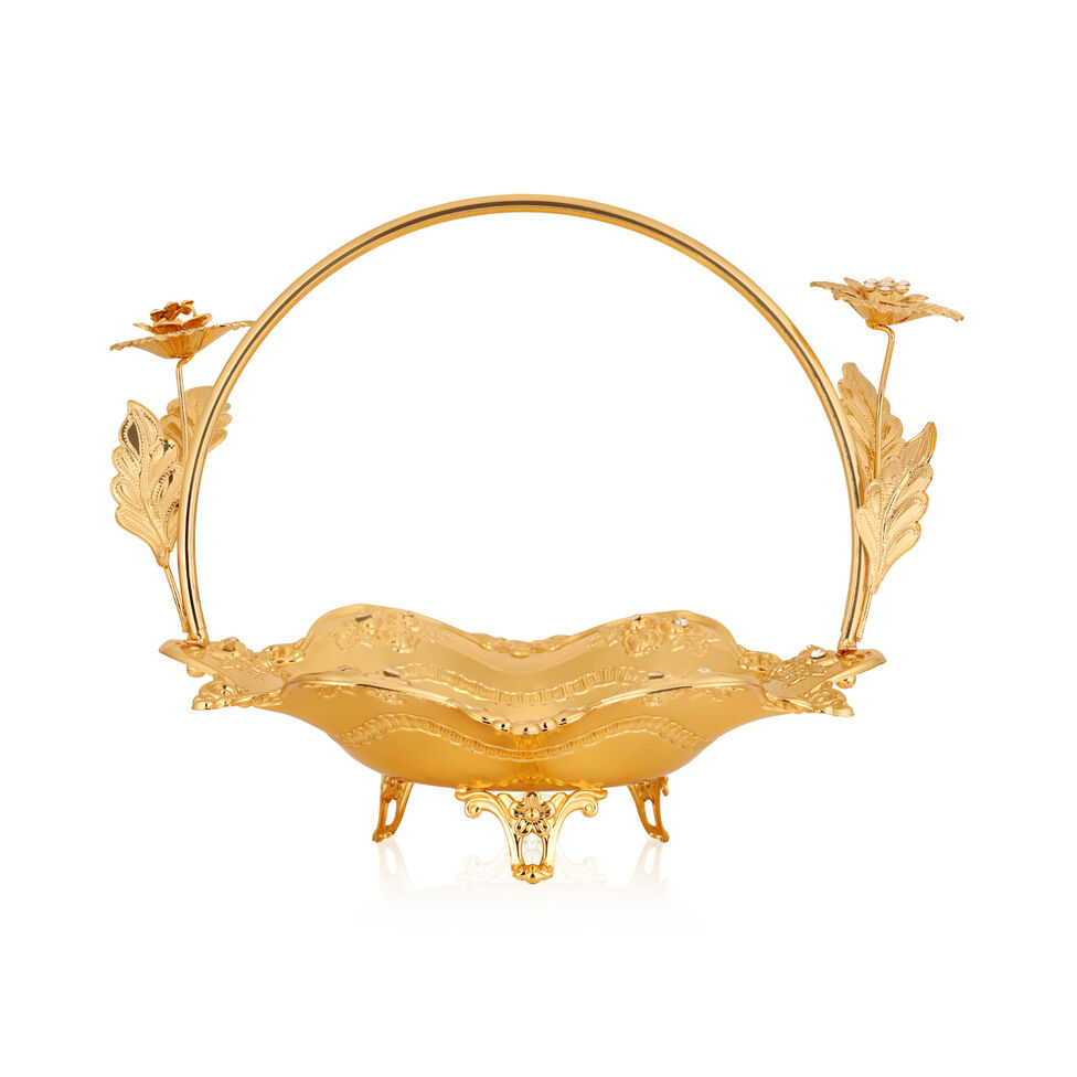 FB1057 M GOLDPLATED LOTUS DRYFRIUTBASKET