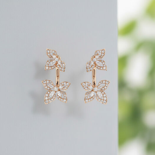 Diamond Earstud With Front & Back Patt