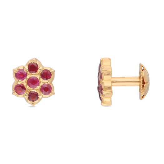 Gemset Ear stud'Kammal'/7stone-Close set