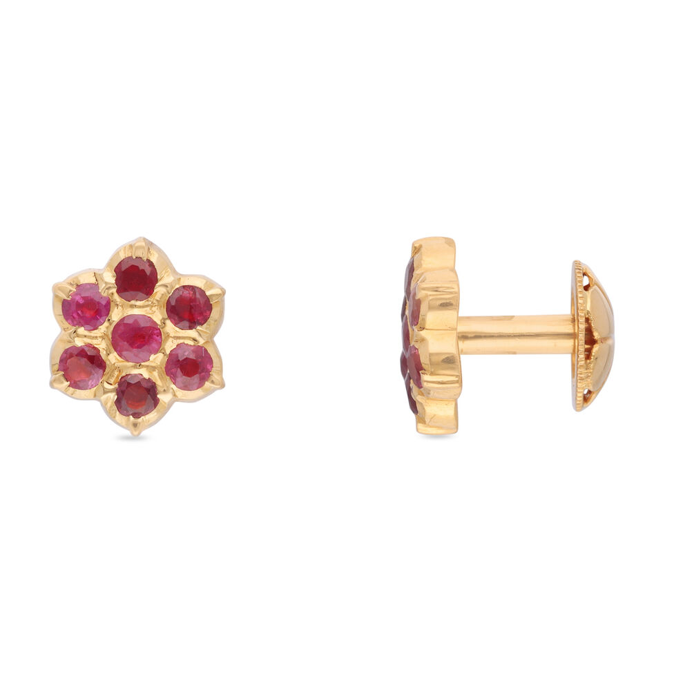 Gemset Ear stud'Kammal'/7stone-Close set