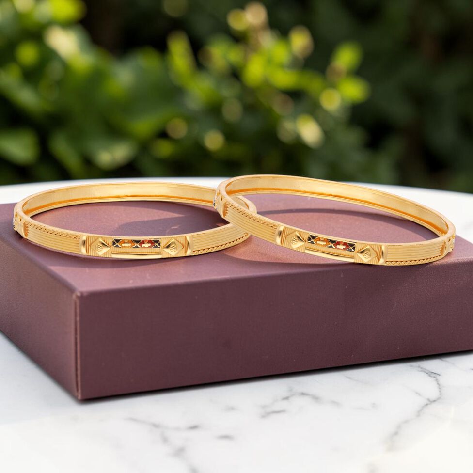 Gold Bangle pair in Sheet work,