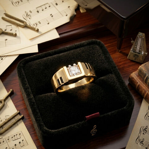 GEMSET GOLD GENTS RING IN CASTING