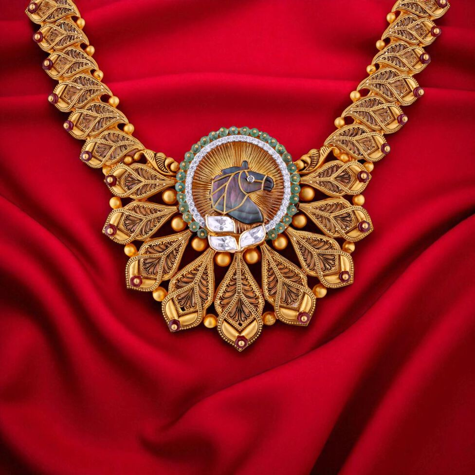GEMSET NECKLACE/SHORT LIGHT KUNDAN WORK