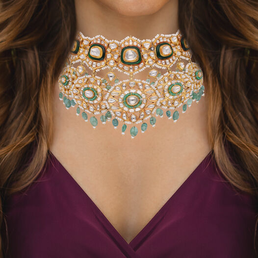 NECKLACE SHORT UNCUTDIAMOND FANCY DESIGN