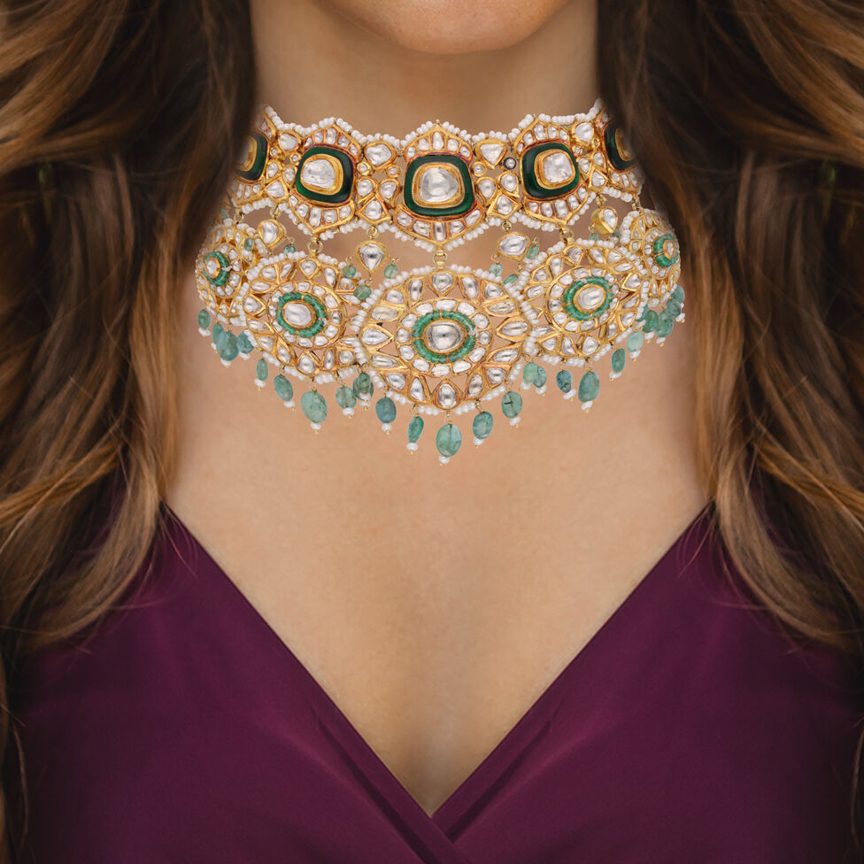 NECKLACE SHORT UNCUTDIAMOND FANCY DESIGN