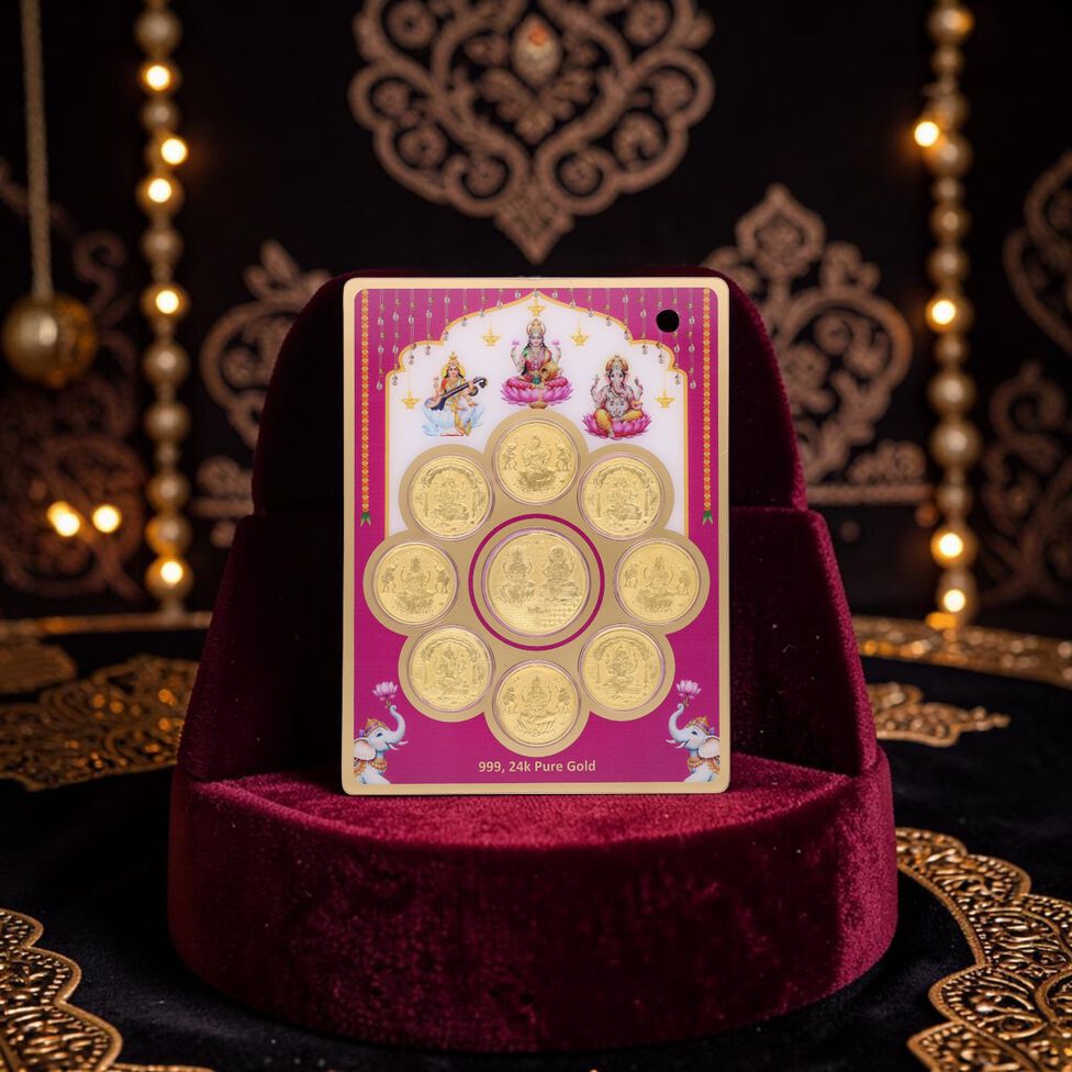 1gm Foil Coin Set of9Pcs-Lakshmi&Ganesha