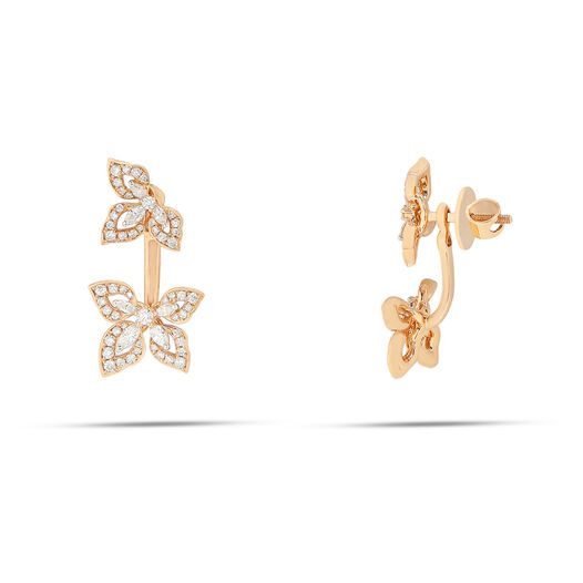 Diamond Earstud With Front & Back Patt