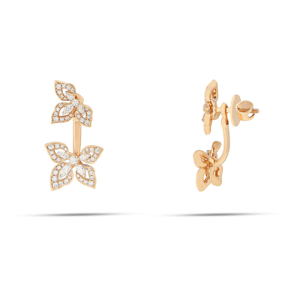 Diamond Earstud With Front & Back Patt
