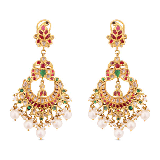 GEMSET EARDROPS IN KUNDALAVELAI DESIGN