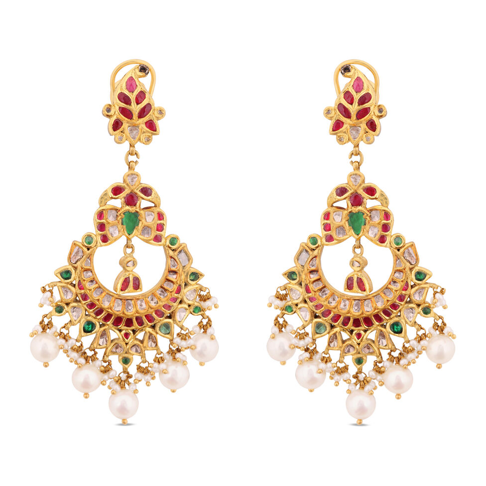 GEMSET EARDROPS IN KUNDALAVELAI DESIGN