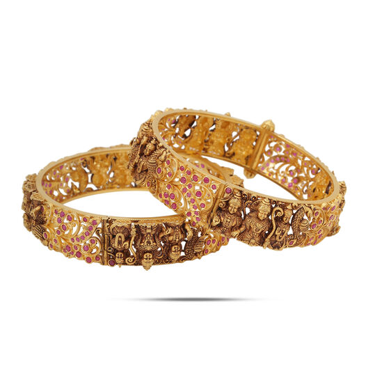 BANGLE PAIR IN REPOUSSE WORK+HEAD