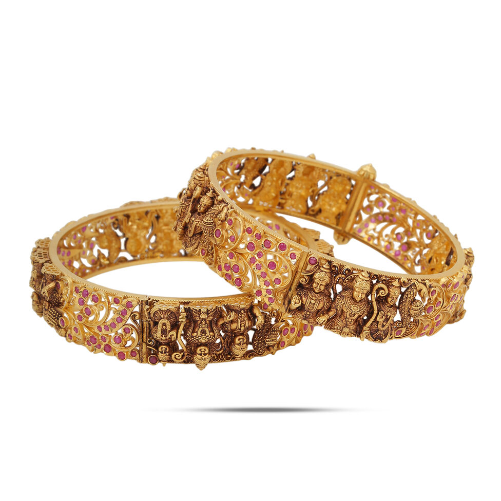 BANGLE PAIR IN REPOUSSE WORK+HEAD